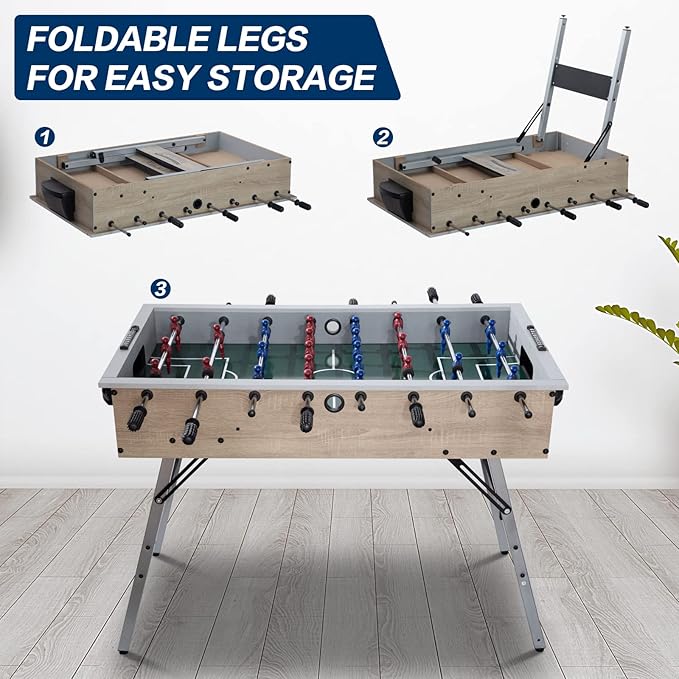 SUGIFT 48in  Game Room Size Folding Foosball Table, Table Soccer Game w/2 Balls for Home