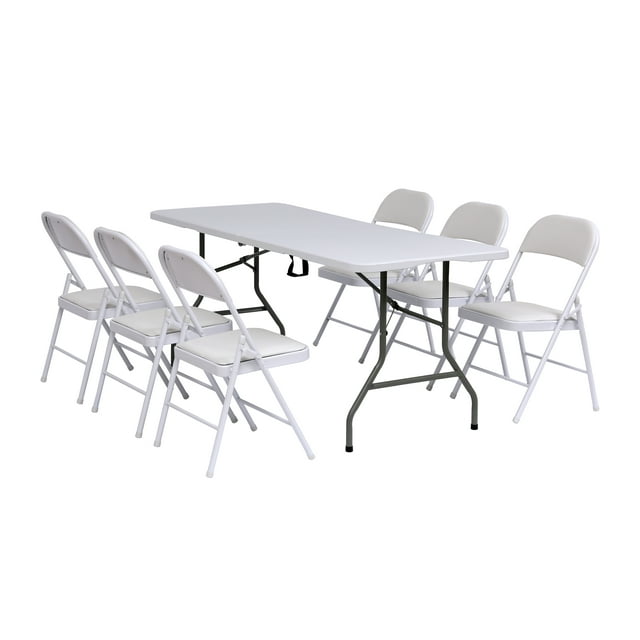 SUGIFT Premium Vinyl Padded Metal Folding Chair, 4 Pack, White