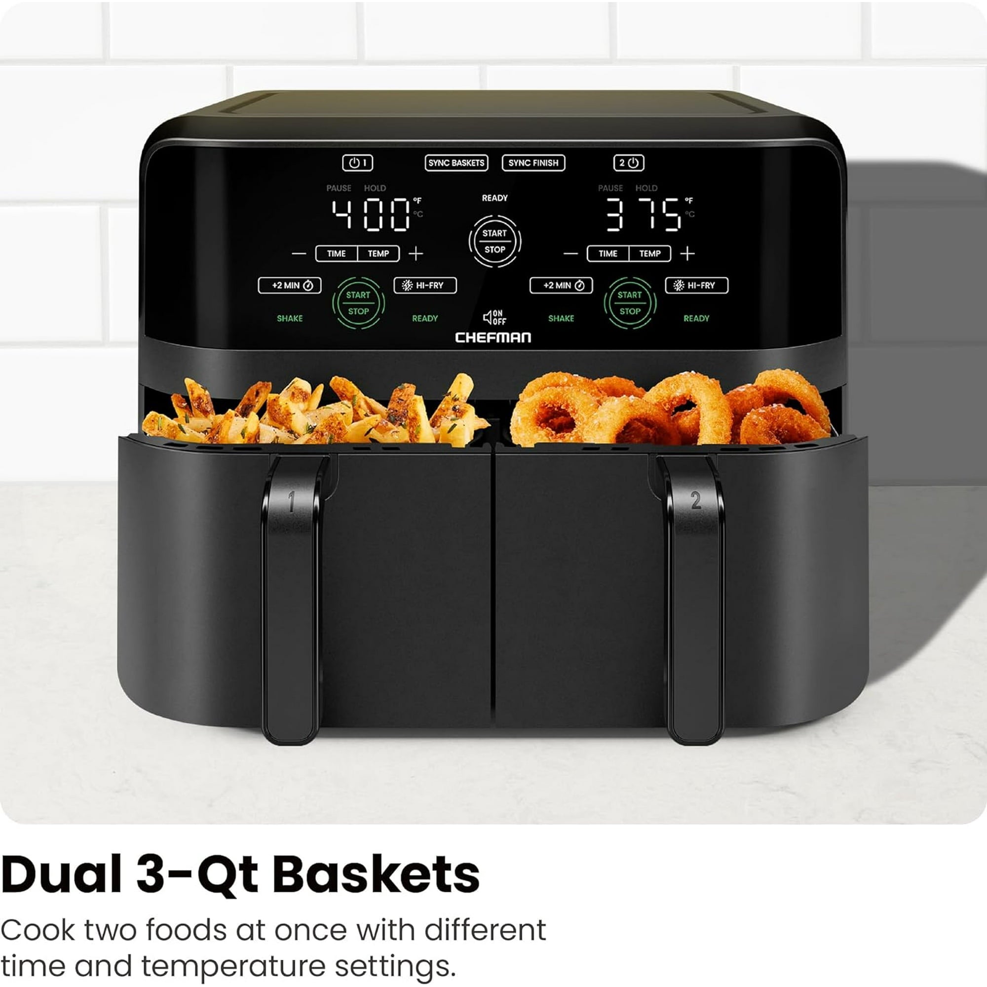 6 Quart Dual Basket Air Fryer Digital Touchscreen