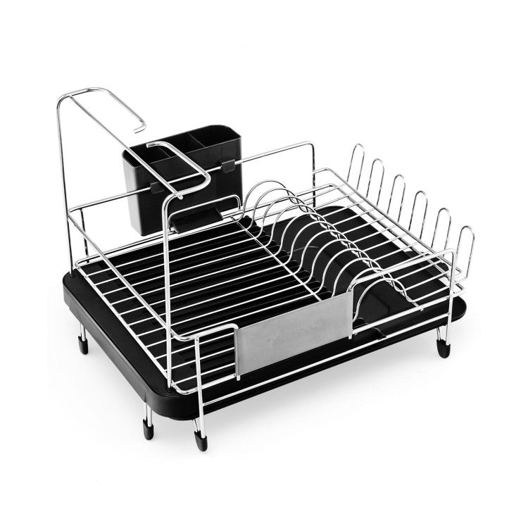 Expandable Dish Rack with Drainboard and Swivel Spout