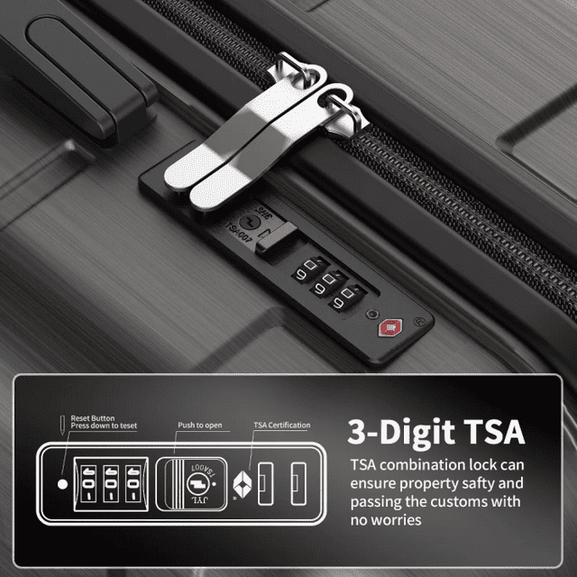 SUGIFT Hardside Luggage Set 3 Piece Lightweight Suitcase with TSA Lock Spinner Wheels, Black
