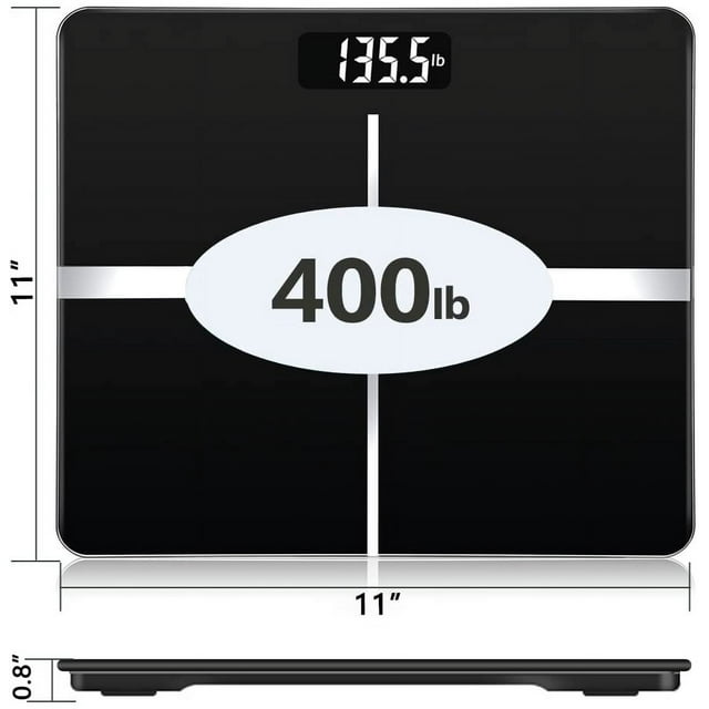 SUGIFT Precision Body Weight Bathroom Scale with Backlit Display, 400 lbs Capacity, Black