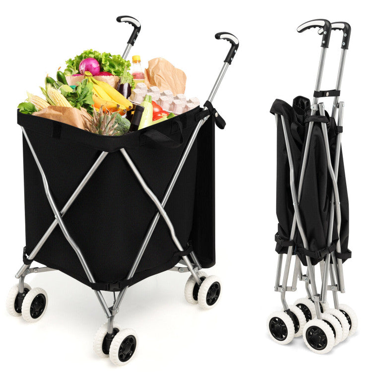 SUGIFT Folding Shopping Utility Cart with Water-Resistant Removable Canvas Bag