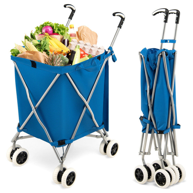 SUGIFT Folding Shopping Utility Cart with Water-Resistant Removable Canvas Bag