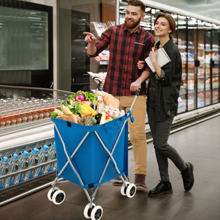 SUGIFT Folding Shopping Utility Cart with Water-Resistant Removable Canvas Bag