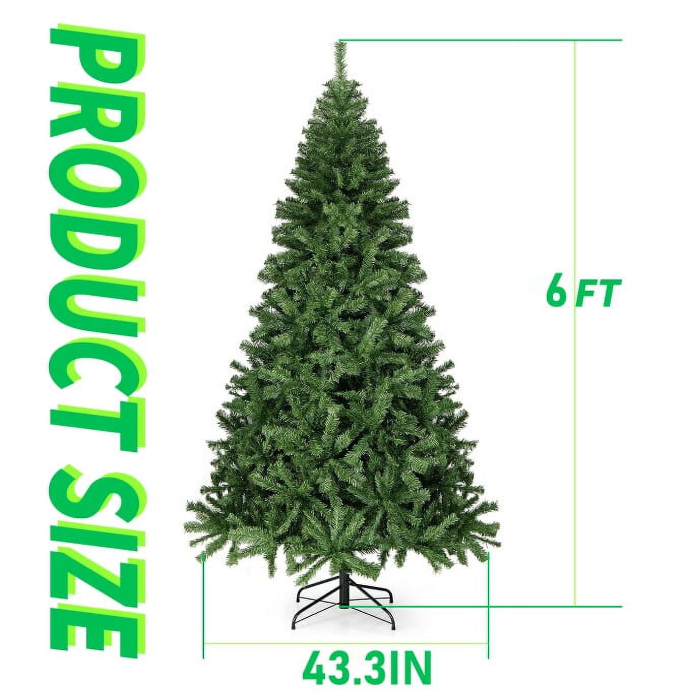 TBKLEY 6ft Christmas Tree with 864 Branch Tips, Hinged Artificial Xmas Tree with Foldable Base, Green