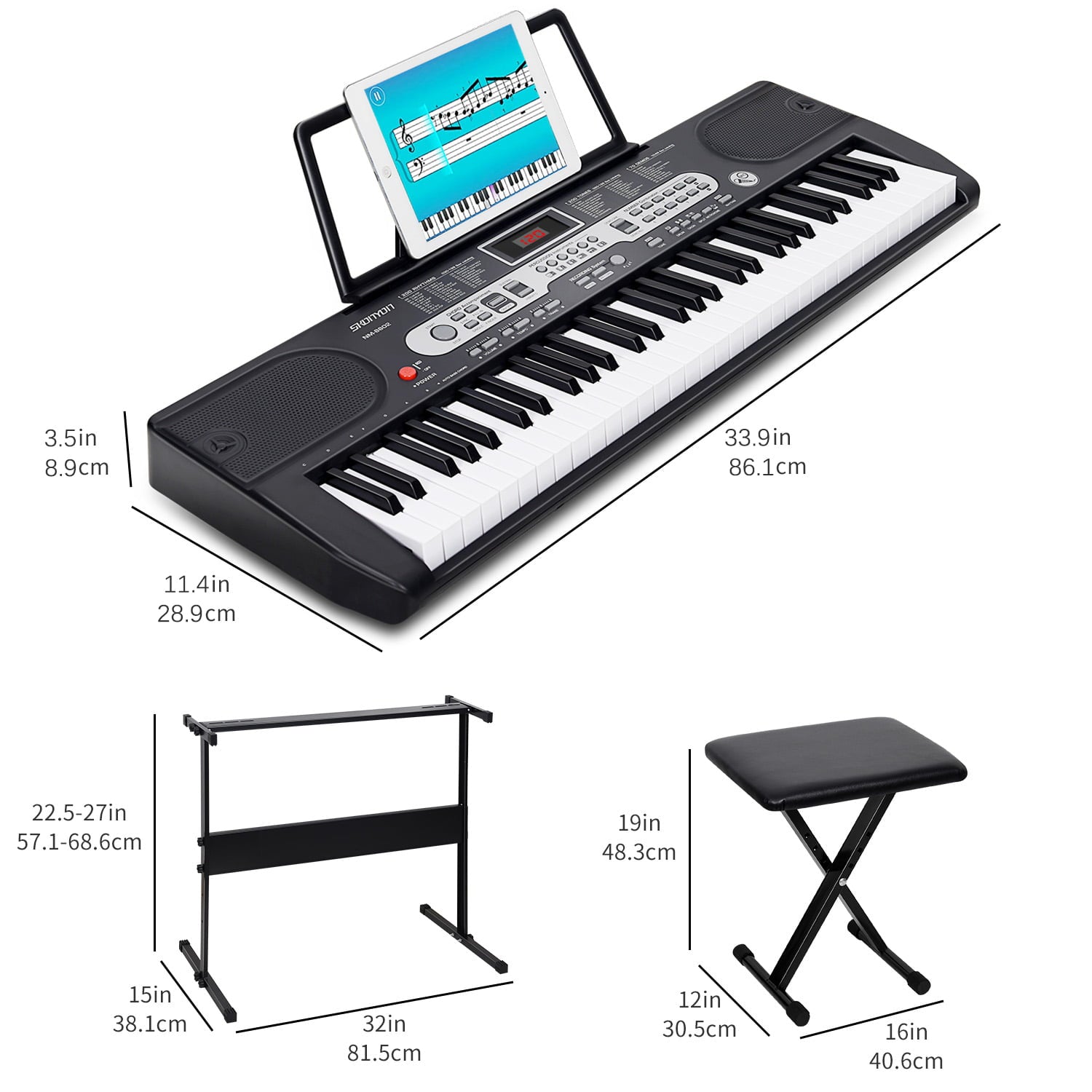 YouYeap 61-Key Portable Electric Keyboard Set Piano Kit With Lighted Keys