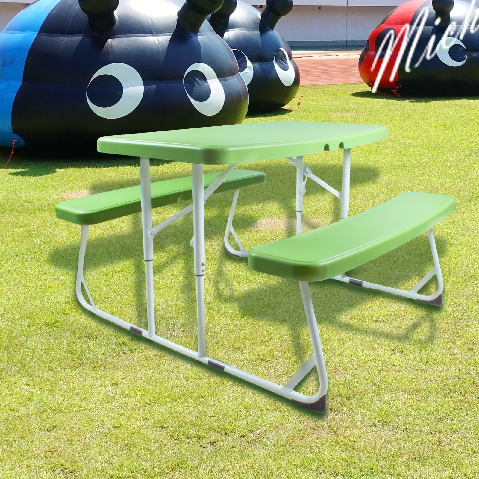 GIVOMO Kids Picnic Table Folding Plastic Table and Benches - Seating for 4 Kids