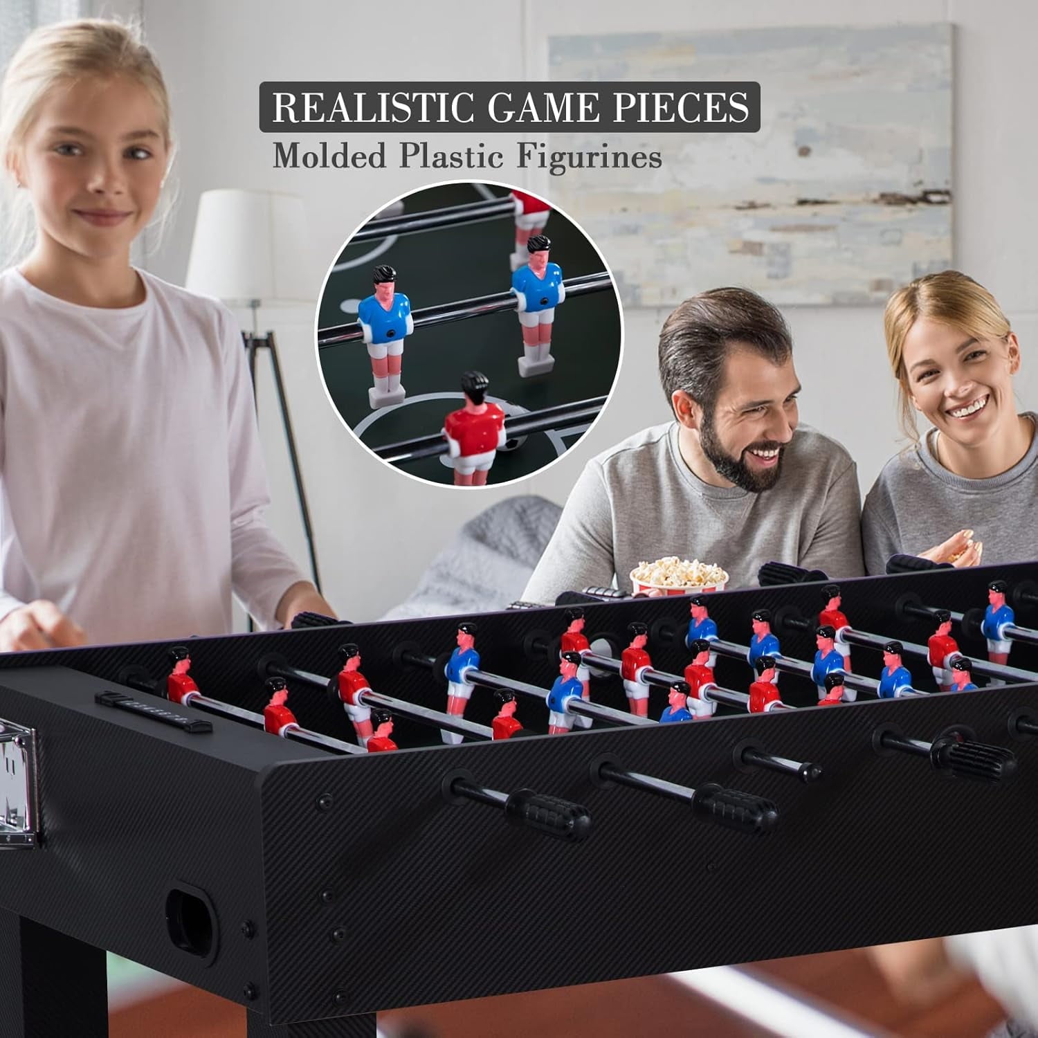 SUGIFT 48in Foosball Table Competition Sized Soccer Table w 2 Balls 2 Cup Holders 24ft for Kids Adults Suit for 4 Players Football Table for Home Game Room Arcade