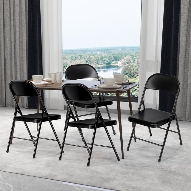 SUGIFT Folding Metal Stool, Black, 6 Pack