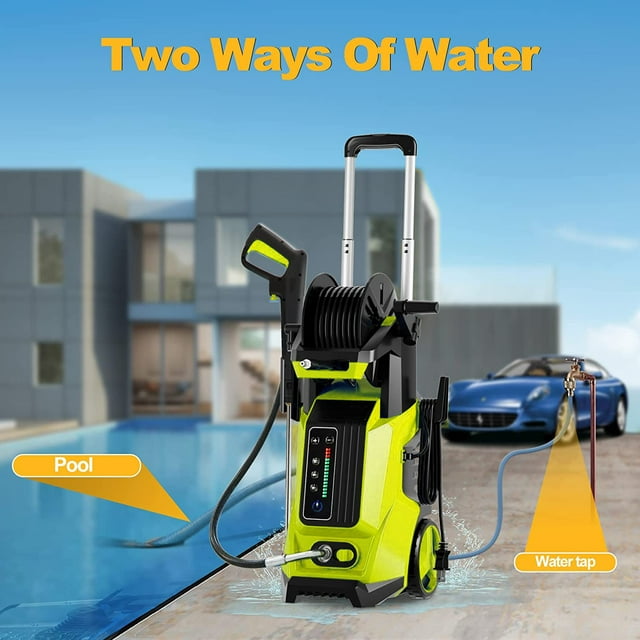 Electric Pressure Washer 4000PSI Max 2.8 GPM 2000W Power Washer with Smart Control and 3 Levels of Adjustment, 4 Nozzles, Foam Cannon and Spray Gun for Effortlessly Cleaning Cars, Fences, Gardens