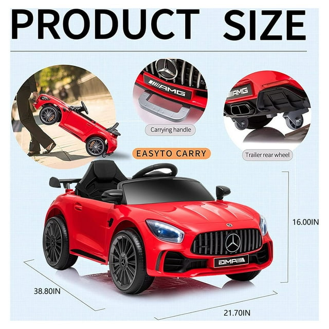 YouYeap 12V Mercedes Benz Licensed Electric Kids Ride On Car with 2.4G Remote Control Red