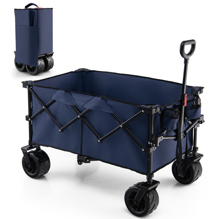 SUGIFT Folding Utility Garden Cart with Wide Wheels and Adjustable Handle