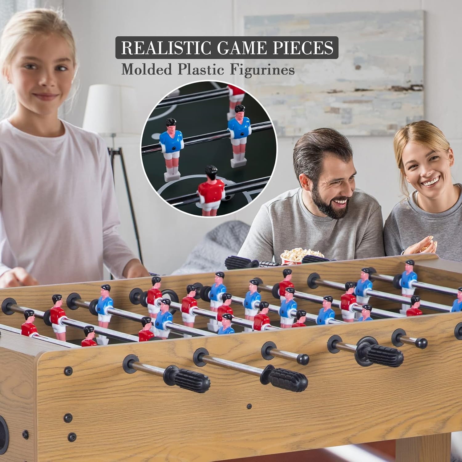 SUGIFT 48in Foosball Table Competition Sized Soccer Table w/ 2 Balls 2 Cup Holders 24ft for Kids Adults Suit for 4 Players Football Table for Home Game Room Arcade