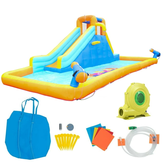 YouYeap Inflatable Water Slide Park Kids Splash Pool Bounce House with 450W Blower