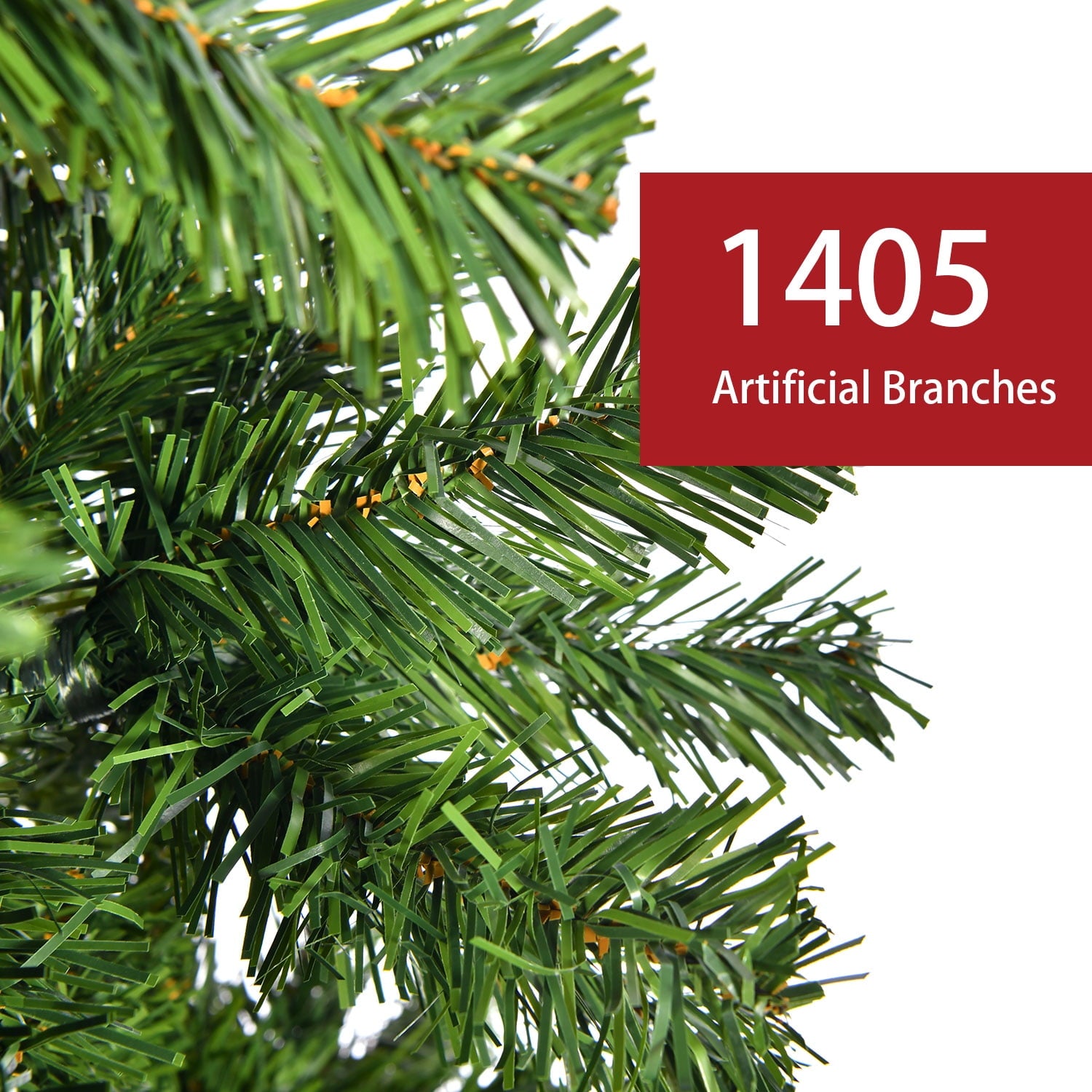 SUGIFT 7.5ft Premium PVC Christmas Tree 1405 Branches Metal Base Indoor Outdoor Green