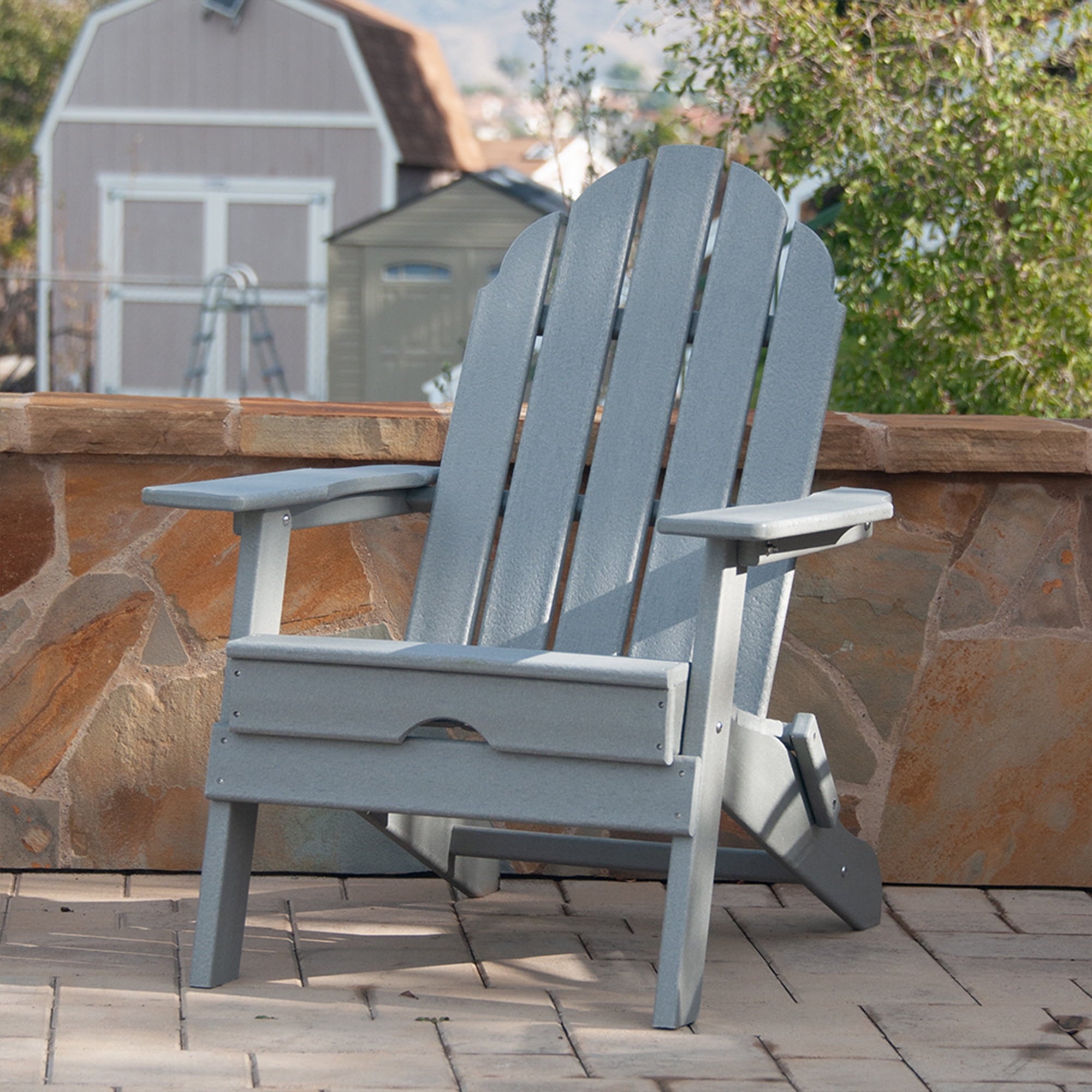 SUGIFT Outdoor or Indoor Wood Adirondack Chair with Hole for Umbrella on The Arm