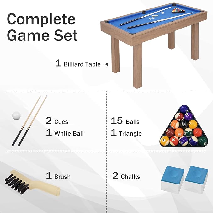 SUGIFT Pool Table, Mini Billiard Game Table, Indoor Compact Arcade Game Table