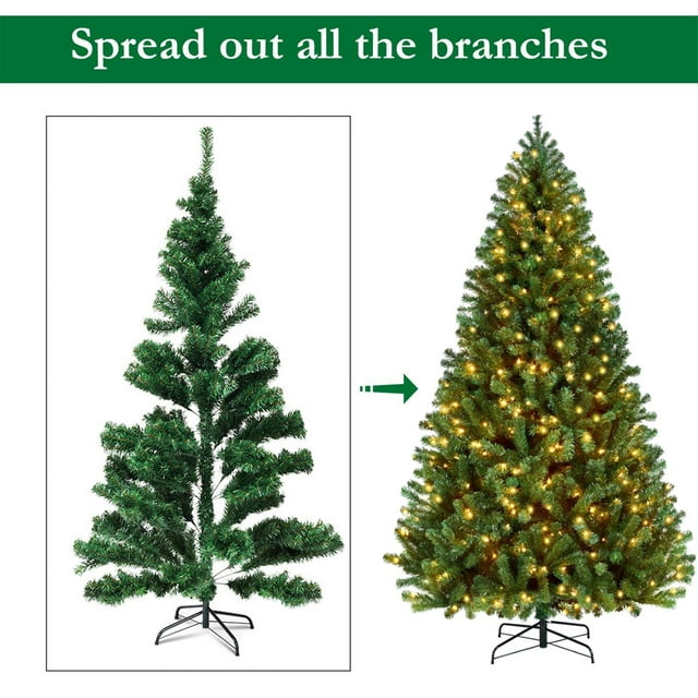 SUGIFT 6ft Pre-lit Christmas Tree with 250 Warm Lights, Green