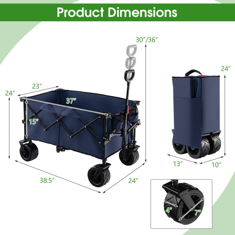 SUGIFT Folding Utility Garden Cart with Wide Wheels and Adjustable Handle