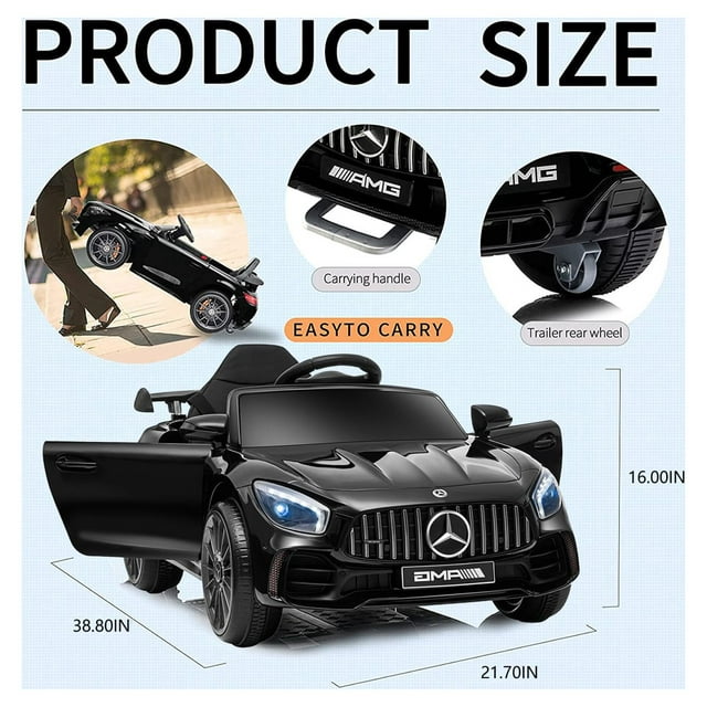 YouYeap Mercedes Benz 12V Electric Kids Ride On Car w/ Parent Remote Control, LED Lights, Black