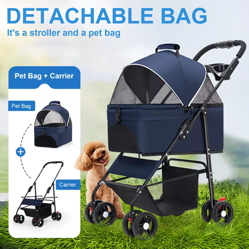 SUGIFT 3-In-1 Pet Stroller with Removable Car Seat Carrier Adjustable Canopy