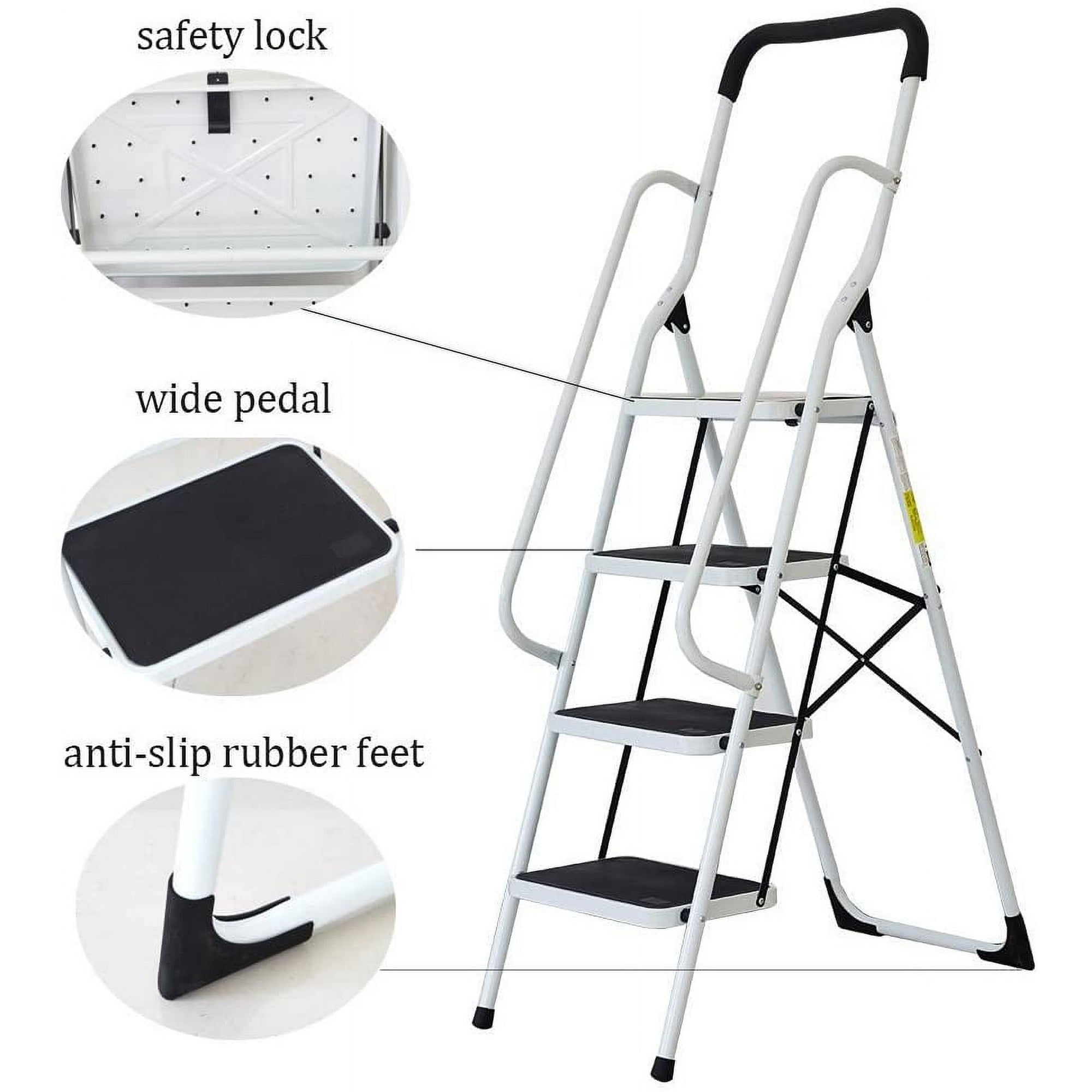 SUGIFT 4 Step Ladder Folding Step Stool with Anti-Slip Pedal Platform