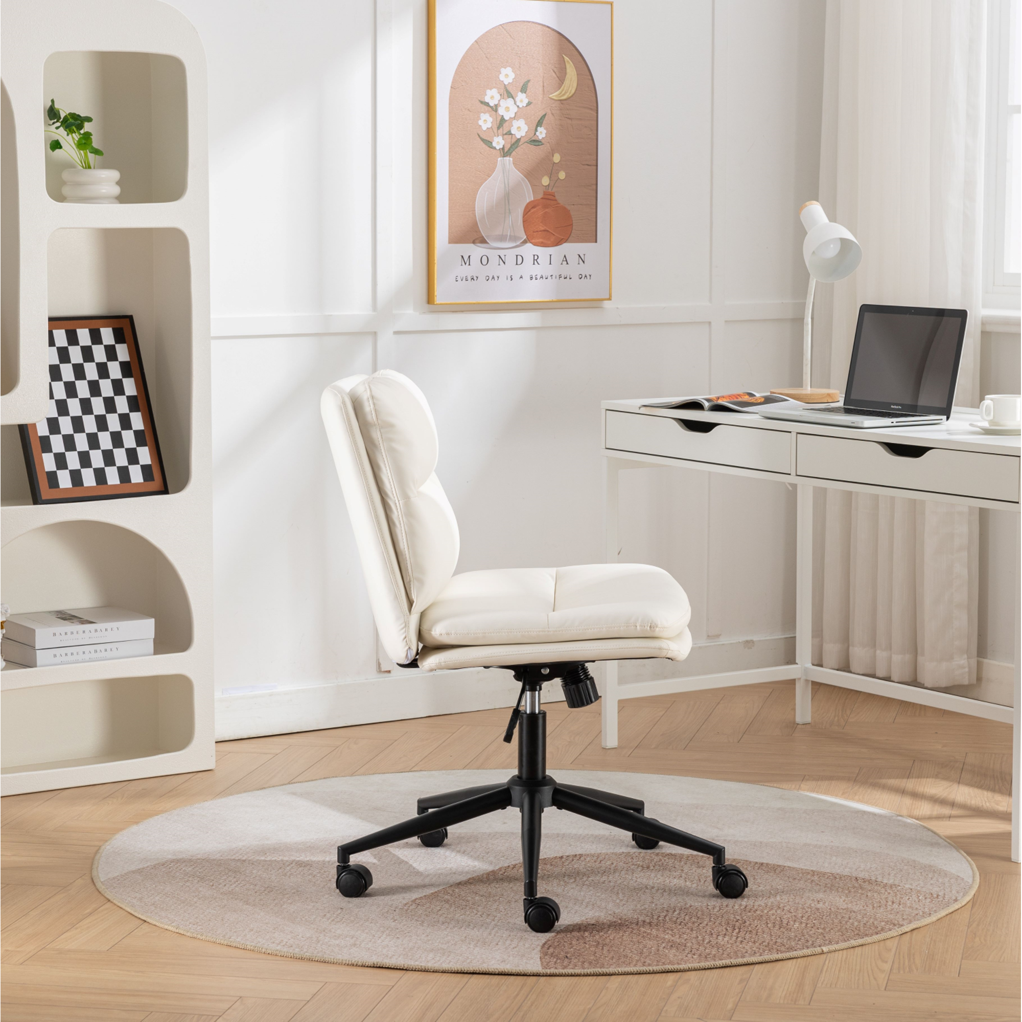 SUGIFT Adjustable Swivel Criss-Cross Chair, Wide Seat Office Chair