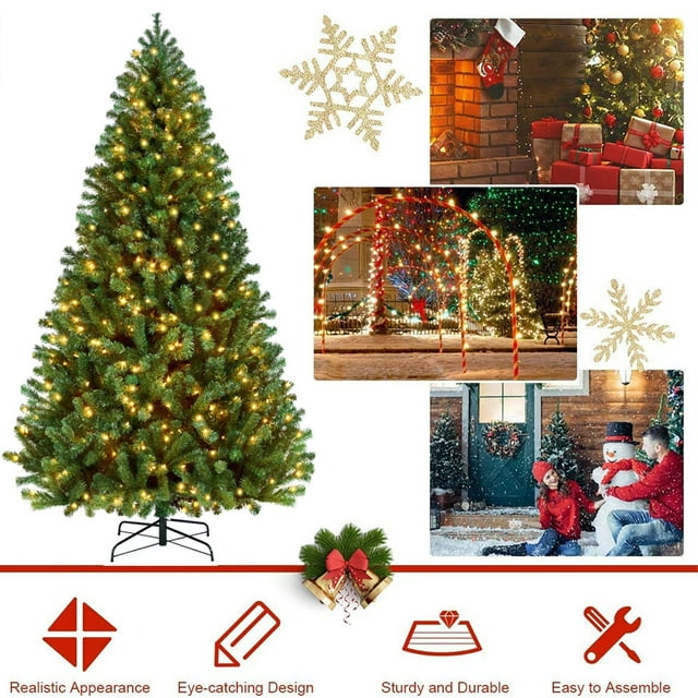 SUGIFT 6ft Pre-lit Christmas Tree with 250 Warm Lights, Green