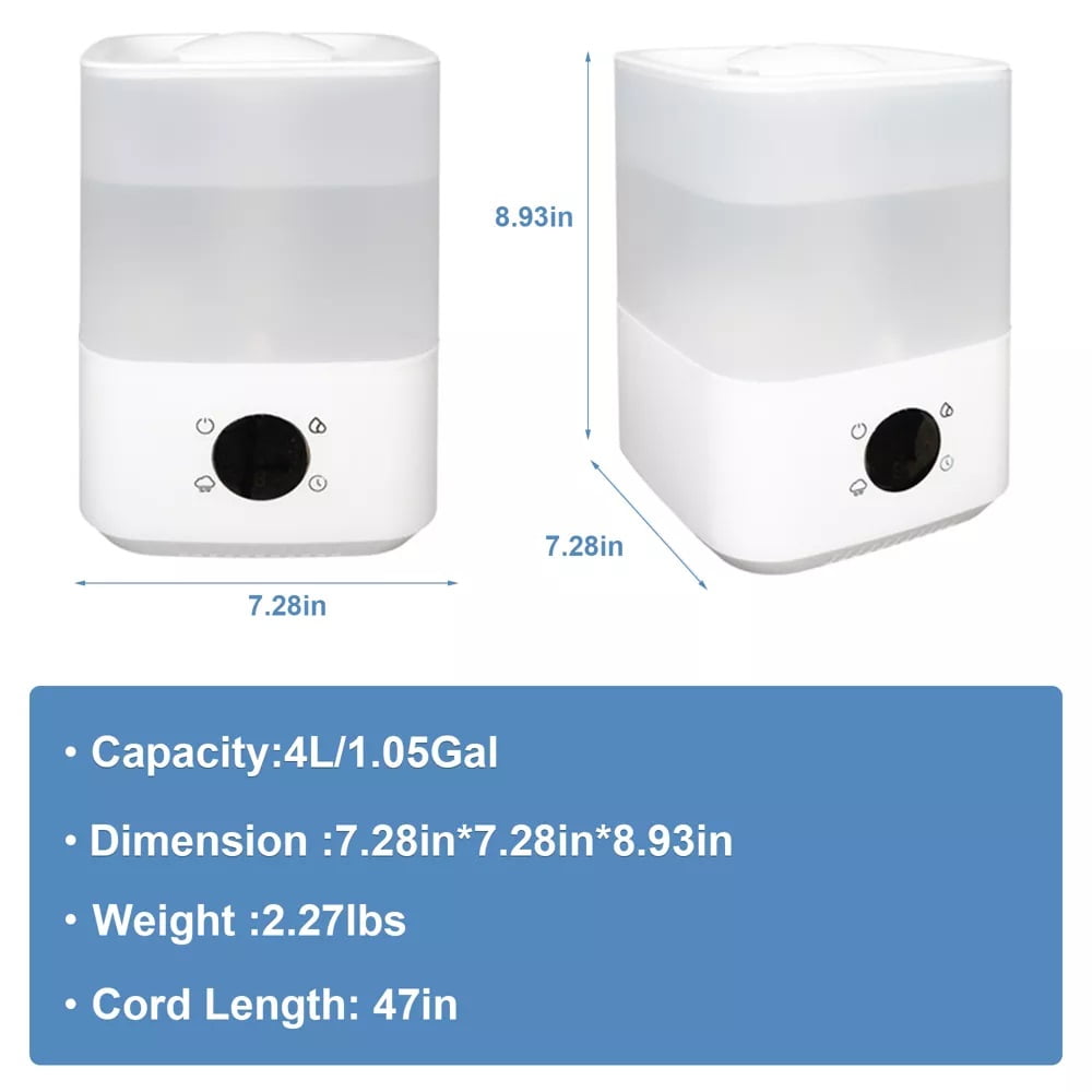 SUGIFT 4L Cool Mist Humidifiers with Smart App Voice Control White