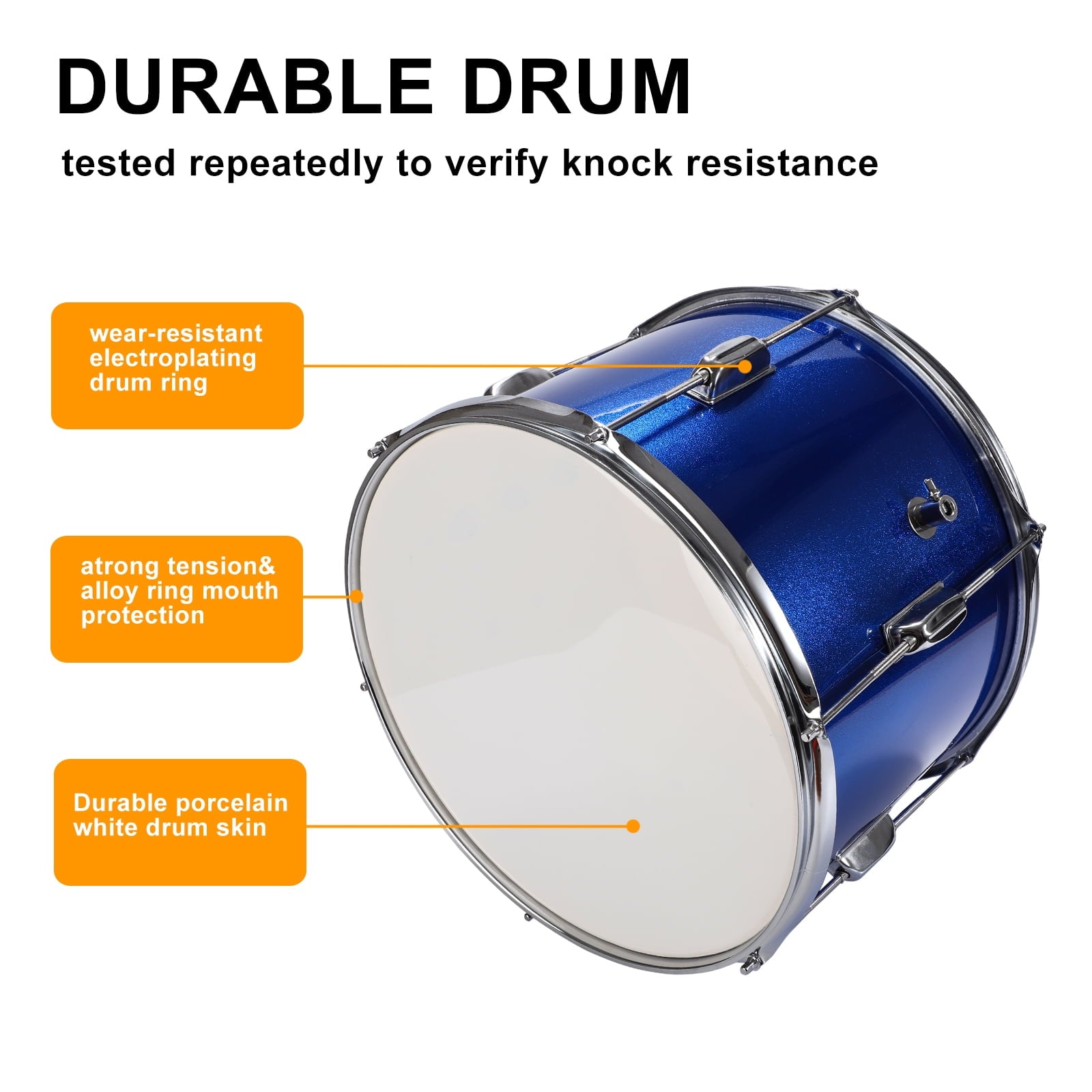 GIVIMO 3-Piece 14 inch Drum Set for Junior Beginners, Blue