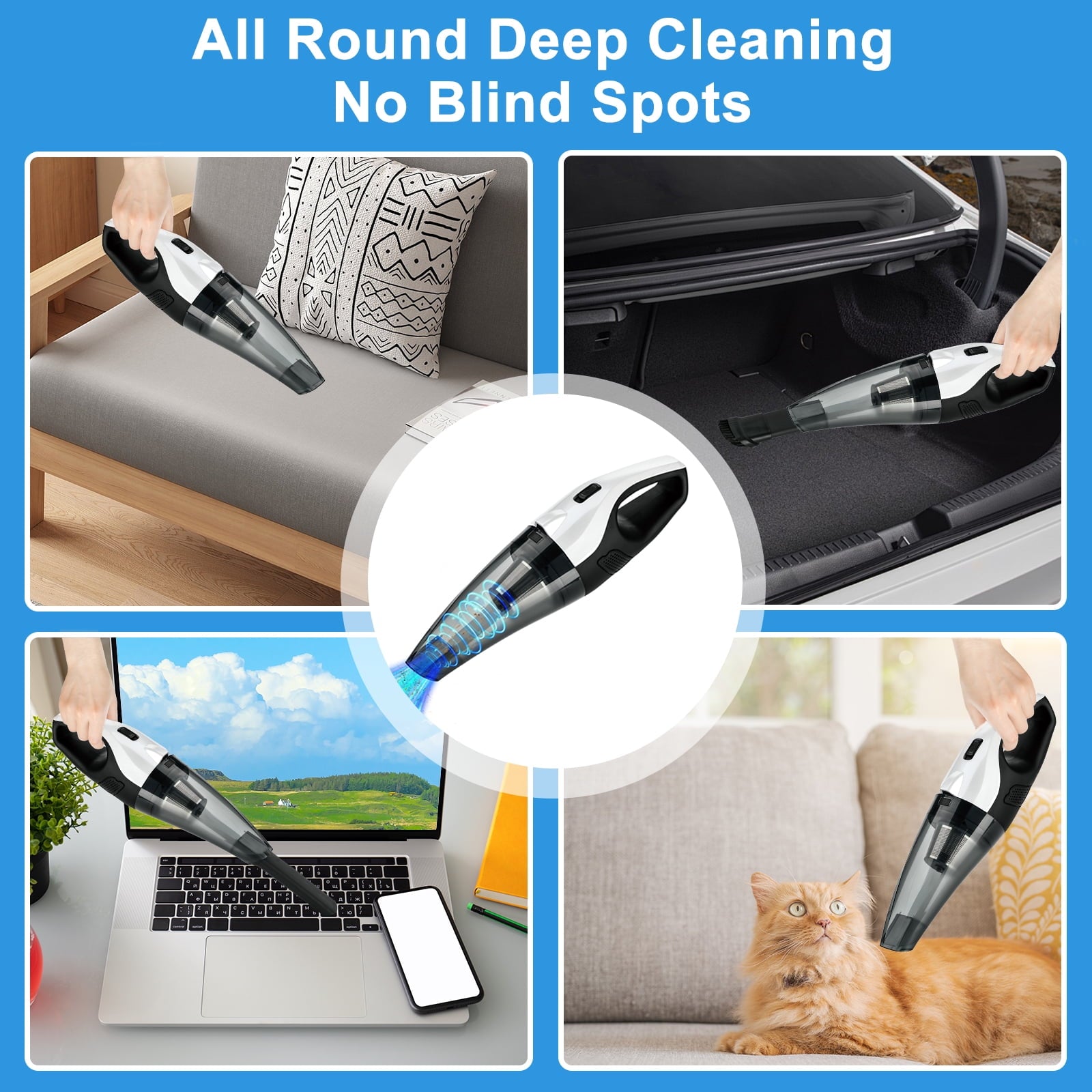 SUGIFT Cordless Vacuum Cleaner Lightweight Portable Handheld Vacuum for Car House White