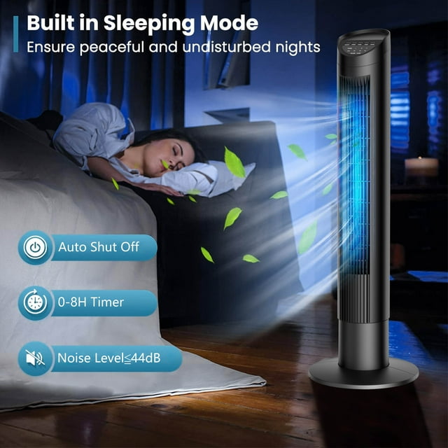 SUGIFT Tower Fan for Home, 35in Standing Floor Fan with Remote,Oscillating Fan, 3 Speeds, 3 Modes, 8H Timer, Quiet Bedroom Fan