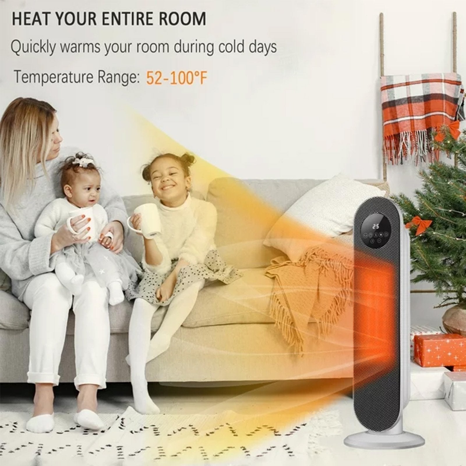 YouYeap 26in Space Heater for Indoor Use, Whole Room Heating with Thermostat