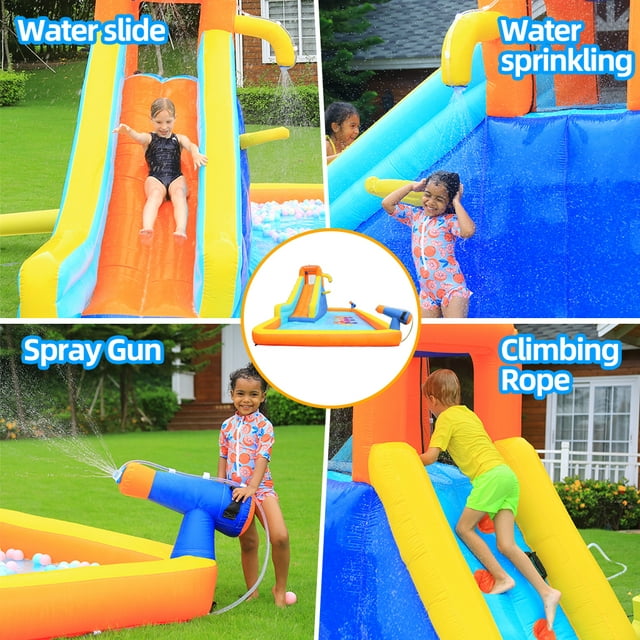 YouYeap Inflatable Water Slide Park Kids Splash Pool Bounce House with 450W Blower