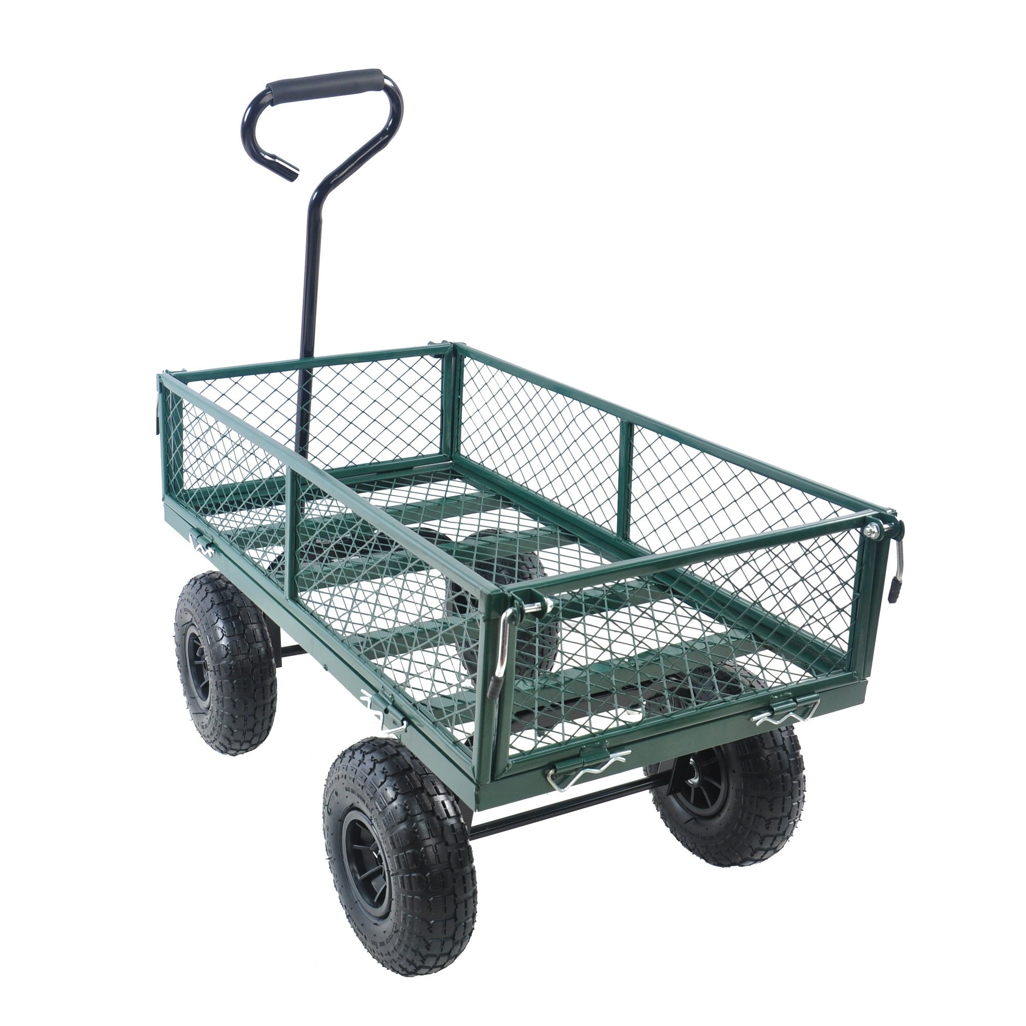 SUGIFT Heavy Duty Mesh Steel Garden Cart with Solid Wheels