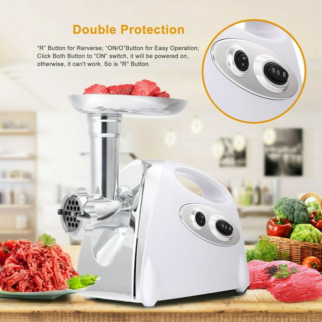 SUGIFT 1200W Electric Meat Grinder with Sausage Kit, 3 Grinder Plates, White