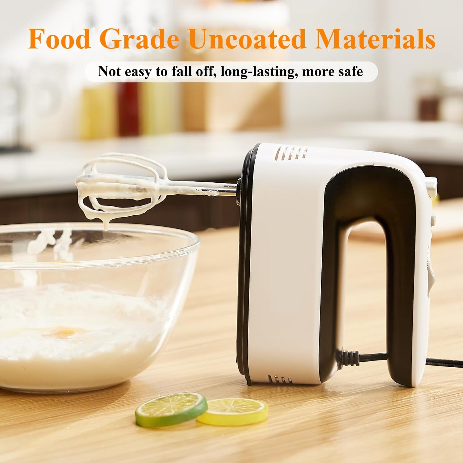 SUGIFT 5 Speed Electric Hand Mixer Handheld Mixers for Kitchen with 6 Steel Accessories White