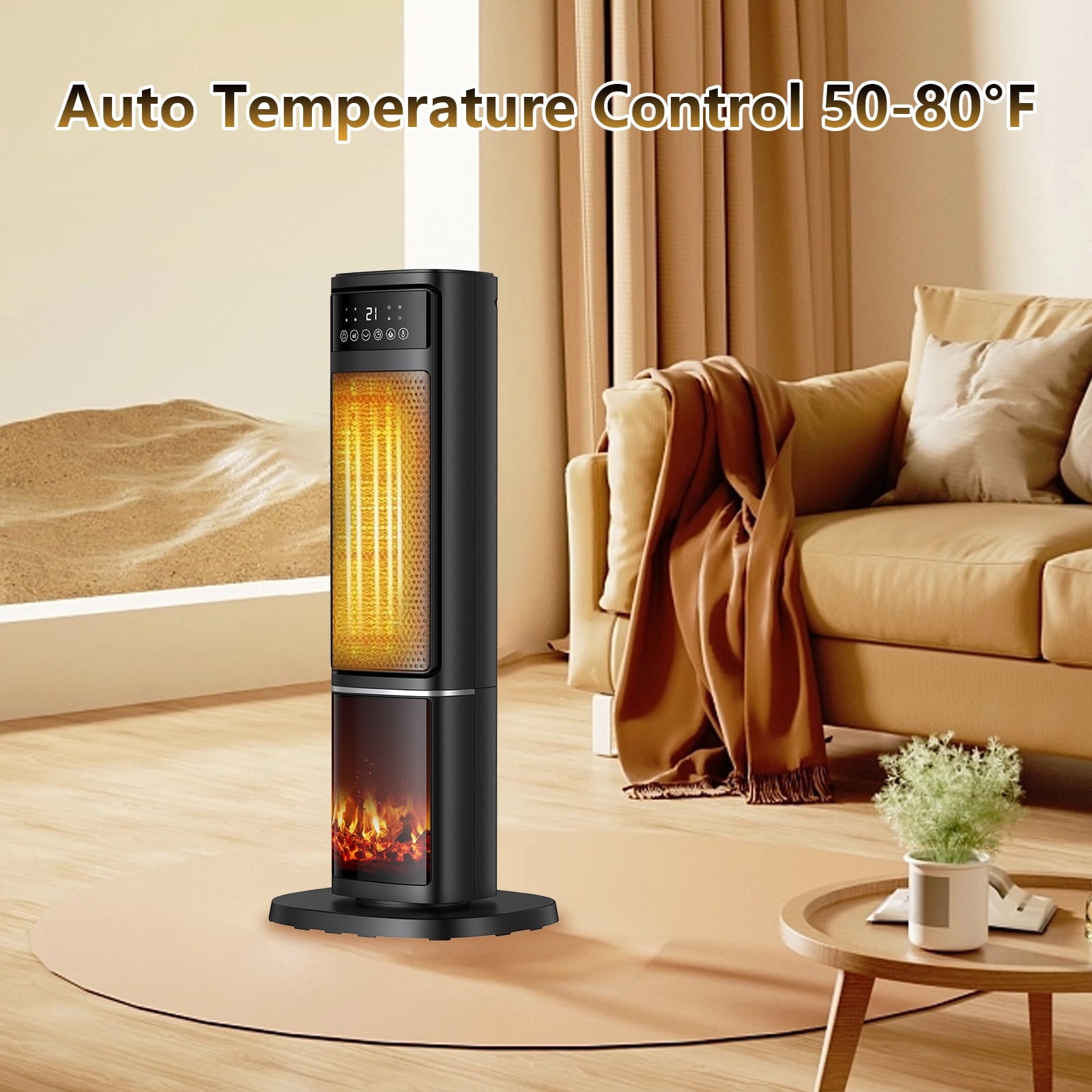 Vebreda New 24in  Space Heater Portable Electric Heater for Bedroom Office and Indoor Use, Black