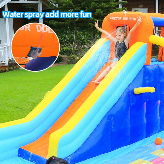 YouYeap Inflatable Water Slide Park Kids Splash Pool Bounce House with 450W Blower