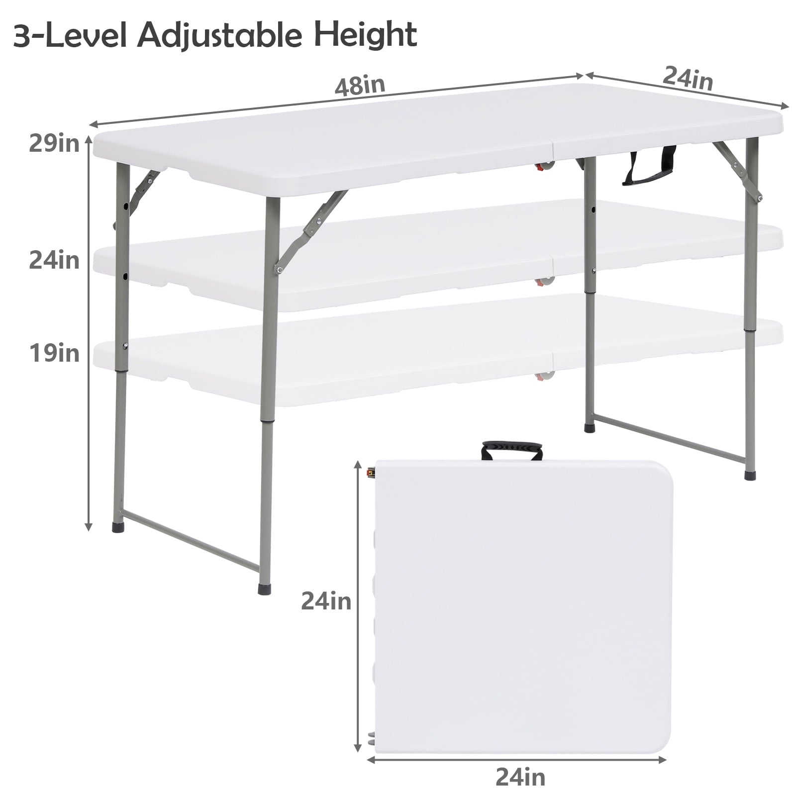 YouYeap 4 Foot Folding Table White