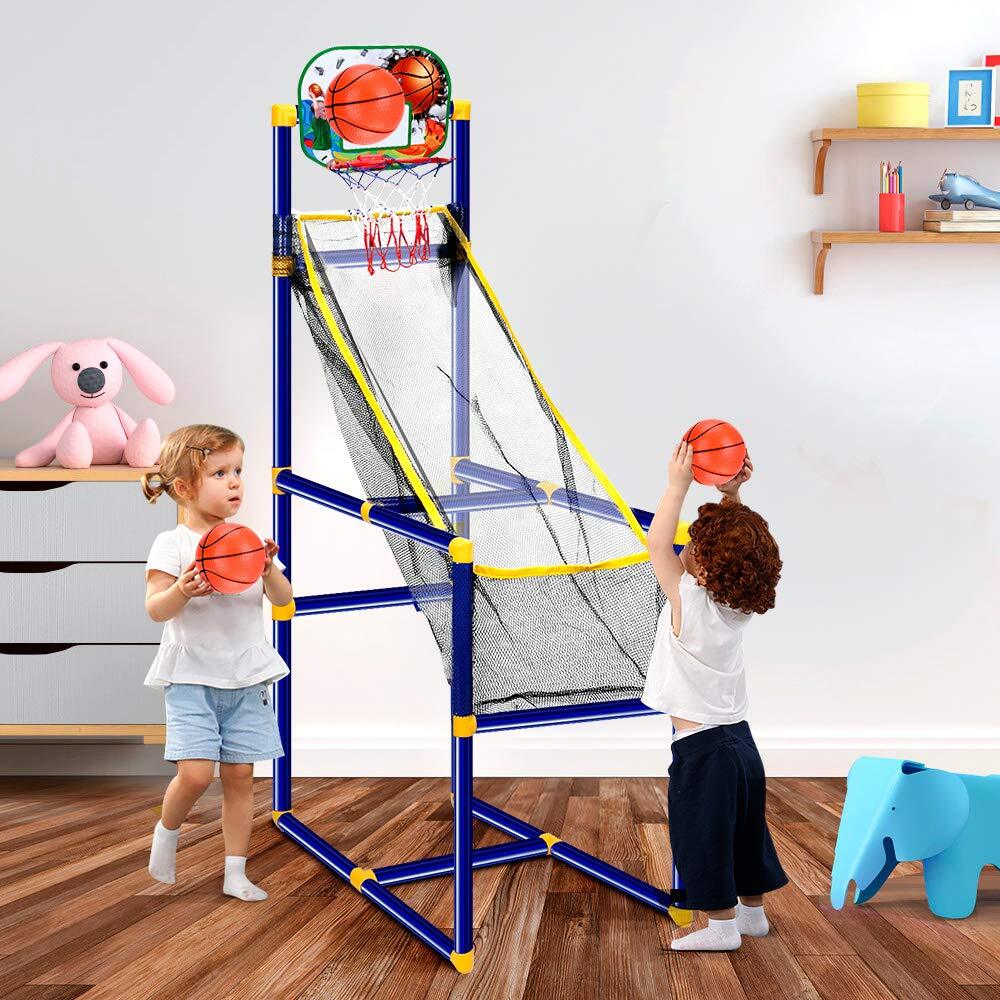 Harigal Basketball Arcade Game for Kids Toddlers Arcade Basketball Hoop Indoor and Outdoor Basketball Shooting System Sports Toys with 2 Inflatable Balls Pump