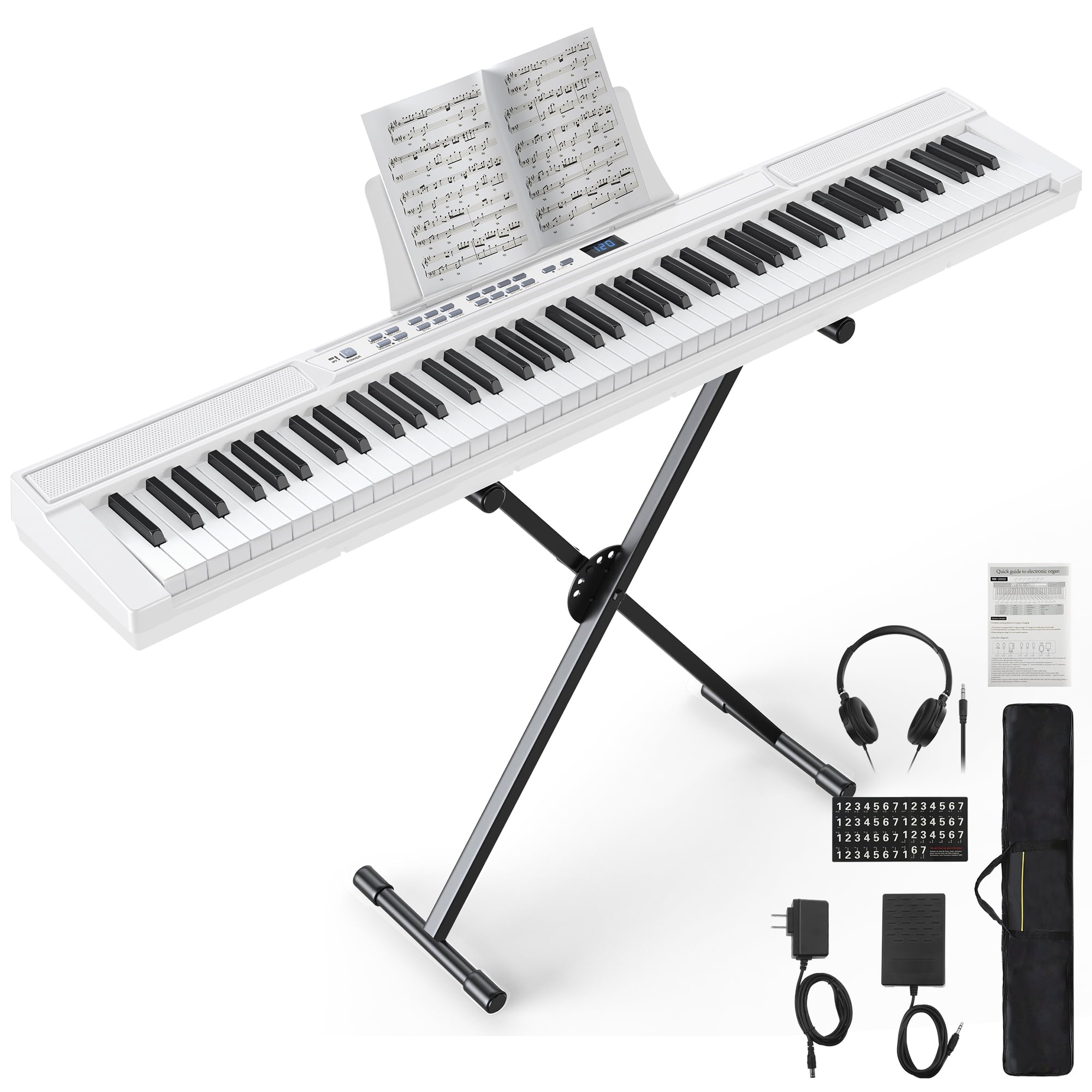 SUGIFT 88 Key Digital Piano Keyboard Semi-Weighted Piano Keyboard 88 Keys with Bluetooth, Piano Pedal, Stand, Carrying Case, and Headphones