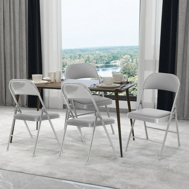 SUGIFT Vinyl Padded Folding Chair Portable Dining Chairs Pack of 4