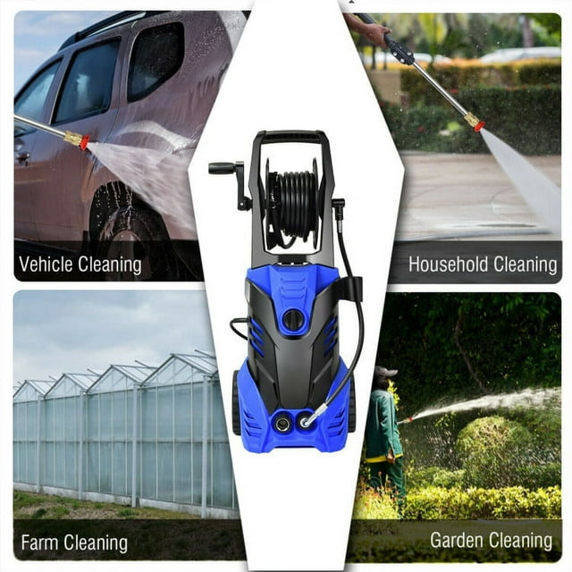 3000PSI Electric High Pressure Washer Machine 2 GPM 2200W w/ Deck Patio Cleaner Blue