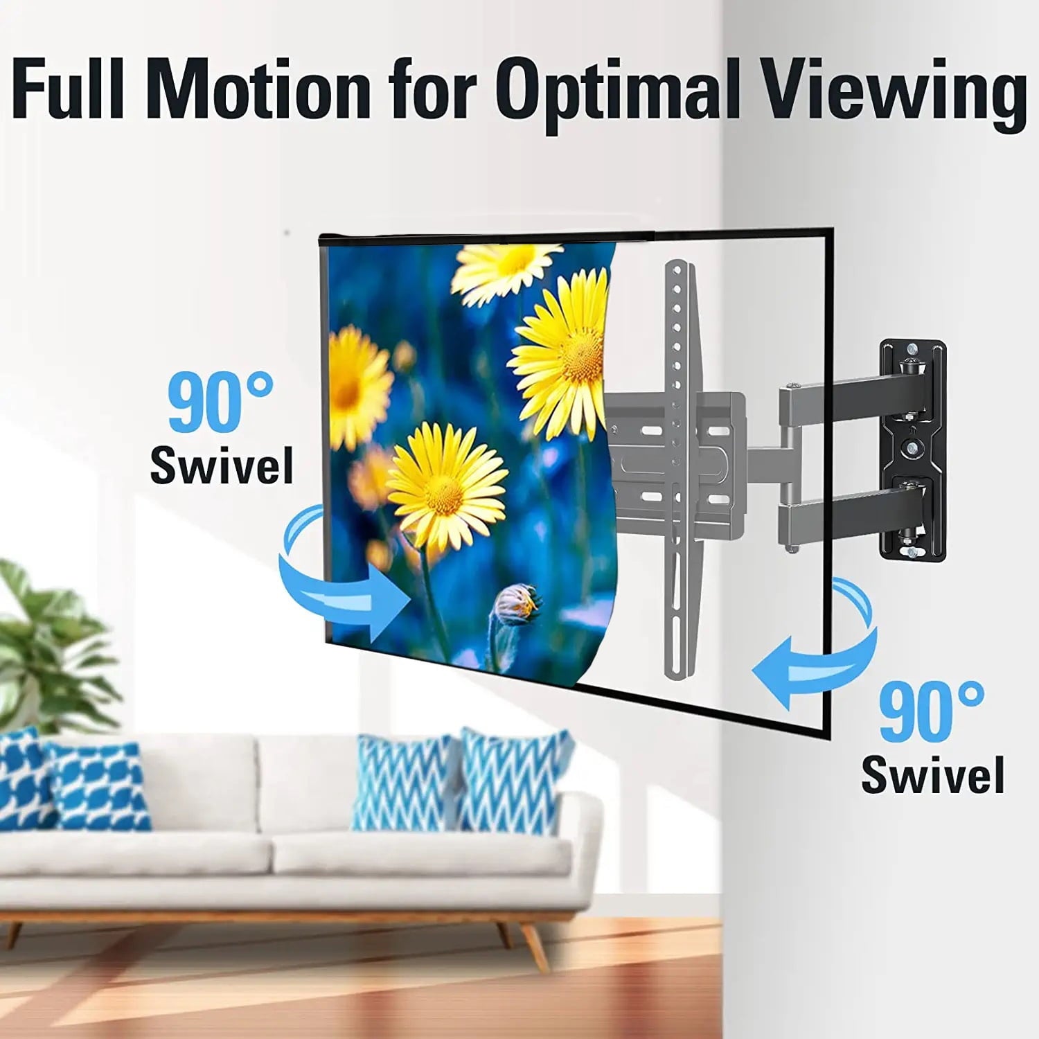 SUGIFT Full Motion TV Wall Mount for 22 to 55 inch LED TV, Corner TV Bracket Swivel Tilt