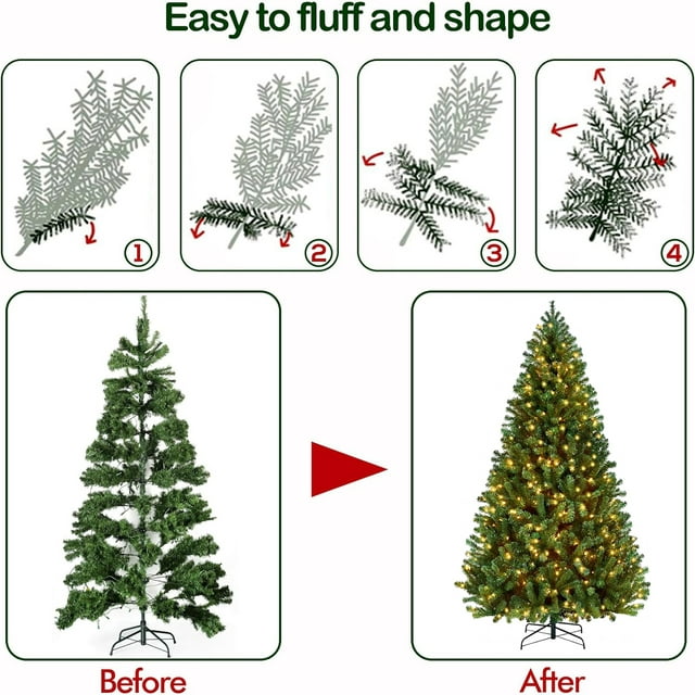 SUGIFT 6ft Pre-lit Christmas Tree with 250 Warm Lights, Green