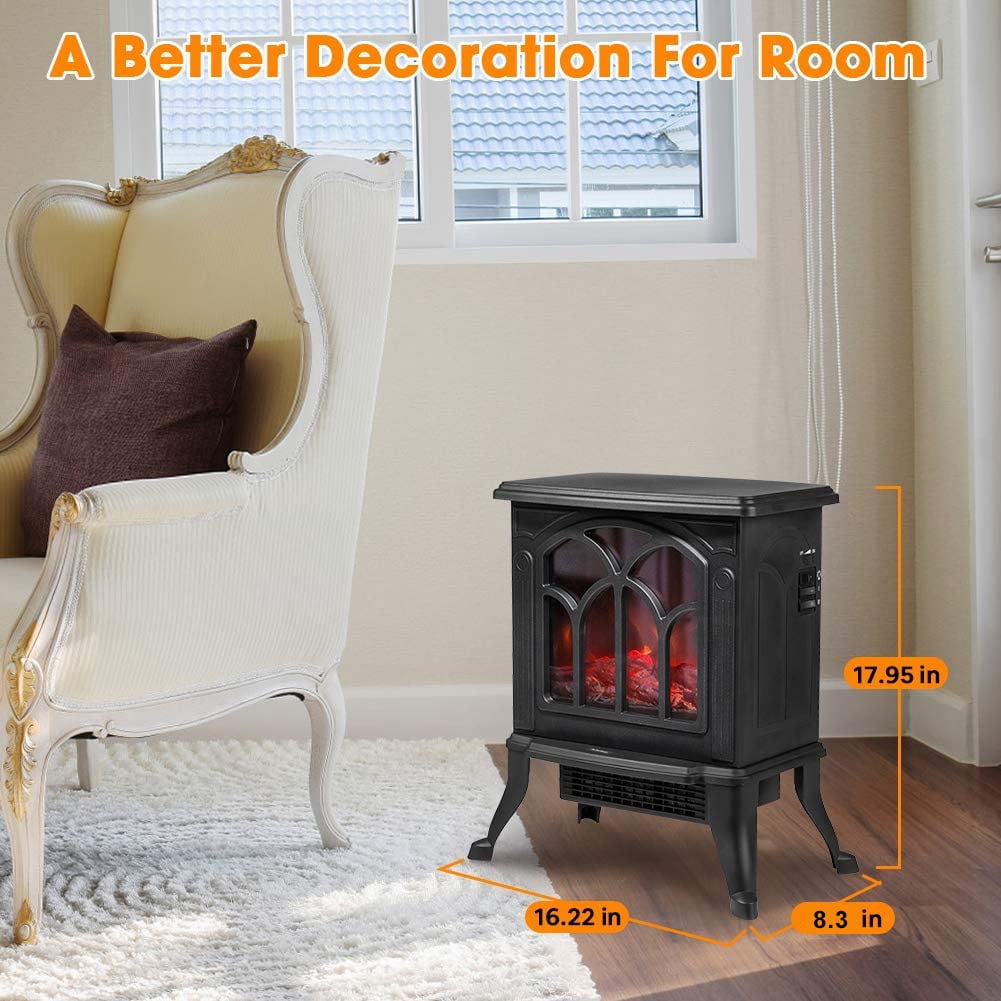 YouYeap Electric Fireplace Heater Infrared Space Heater with 3D Flame Effect Black