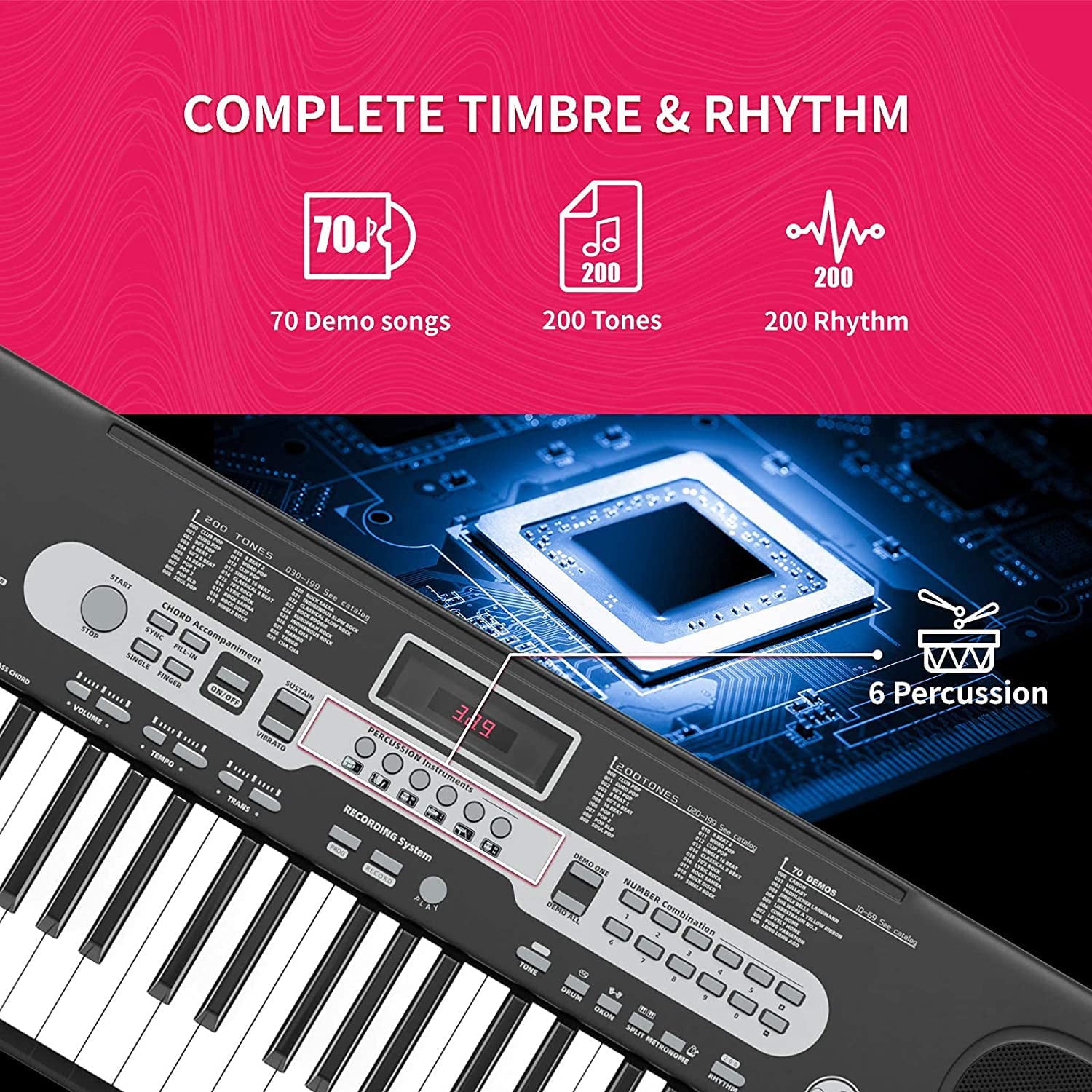 YouYeap 61-Key Portable Digital Electric Piano Keyboard for Beginners