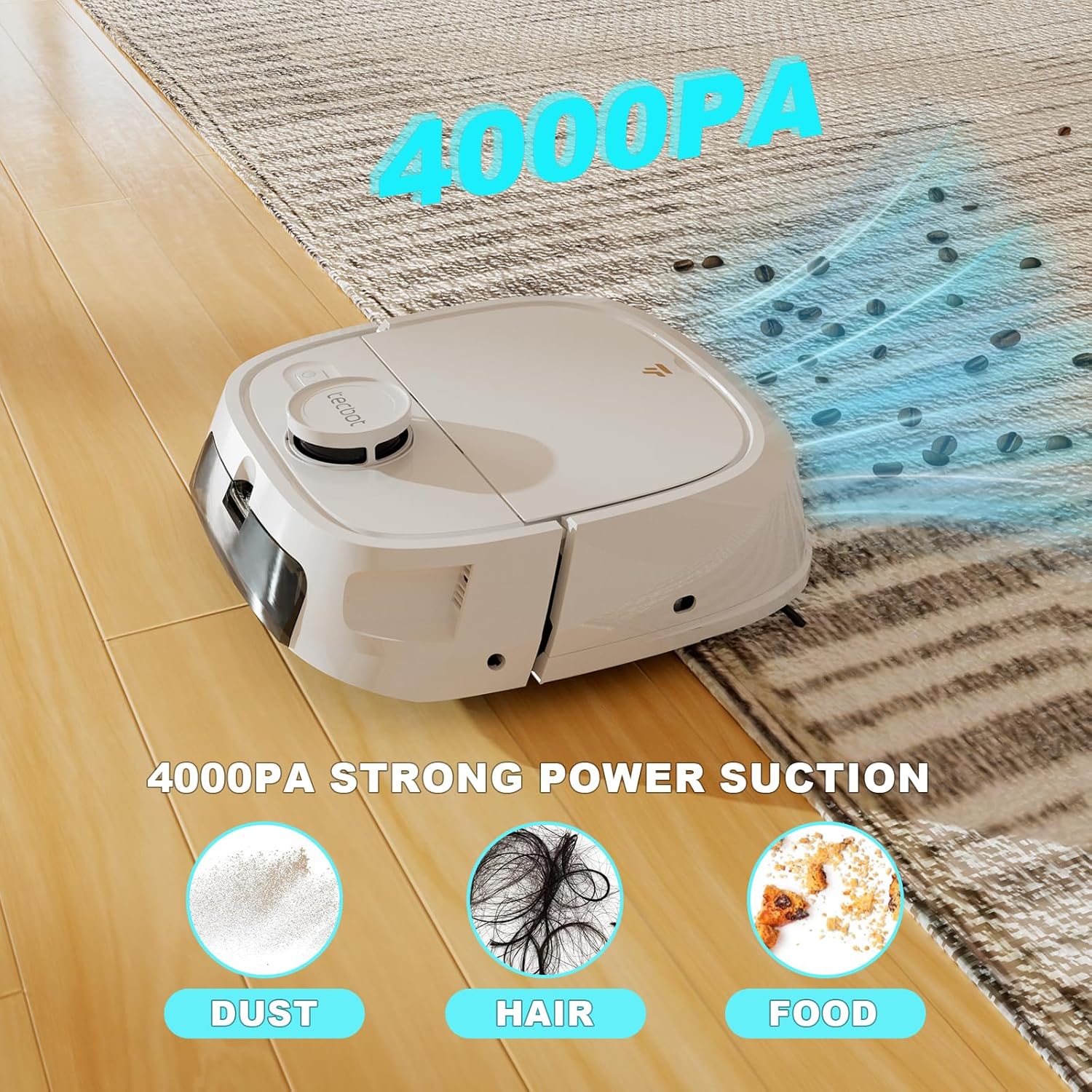 SUGIFT Robotic Vacuum Cleaner with Laser LiDAR Navigation Self-Charging, for Home/Pet Hair/Carpet/Hard Floor-White